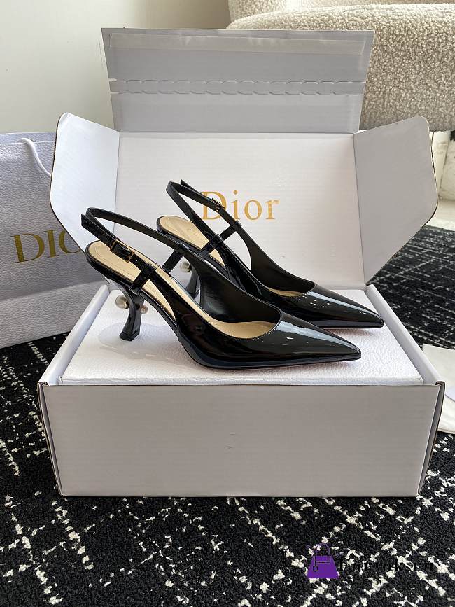 Fortok Dior Tribales Slingback Pump Black Patent Calfskin  - 1