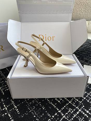 Fortok Dior Tribales Slingback Pump White Patent Calfskin