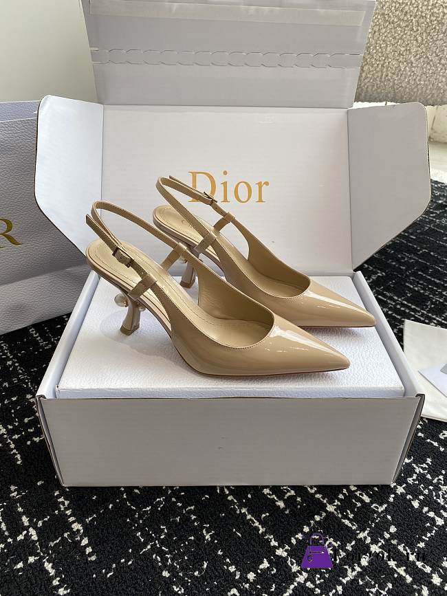 Fortok Dior Tribales Slingback Pump Beige Patent Calfskin - 1