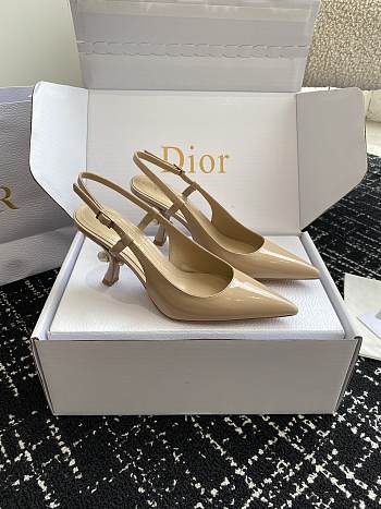 Fortok Dior Tribales Slingback Pump Beige Patent Calfskin