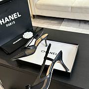 Fortok Chanel Black Mesh Logo Slingback Heels  - 3