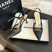 Fortok Chanel Black Mesh Logo Slingback Heels  - 6