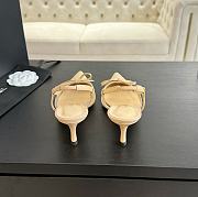 Fortok Chanel Beige Mesh Logo Slingback Heels - 6