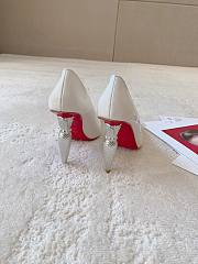 Fortok Christian Louboutin Silk Crystal Lipstick High Heels White  - 3