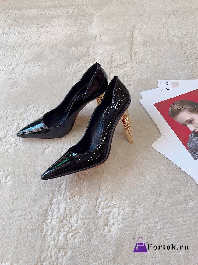Fortok Christian Louboutin Silk Crystal Lipstick High Heels Black - 1