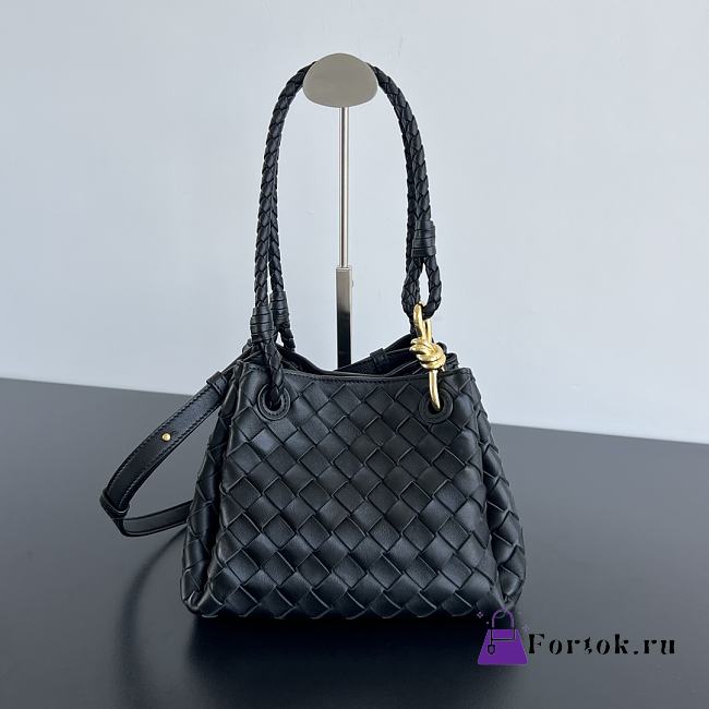 Fortok Bottega Veneta Andiamo Parachute Tote Bag Black 796569 21x17x16.5cm - 1