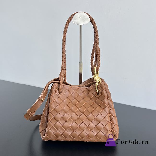 Fortok Bottega Veneta Andiamo Parachute Tote Bag Brown 796569 21x17x16.5cm - 1