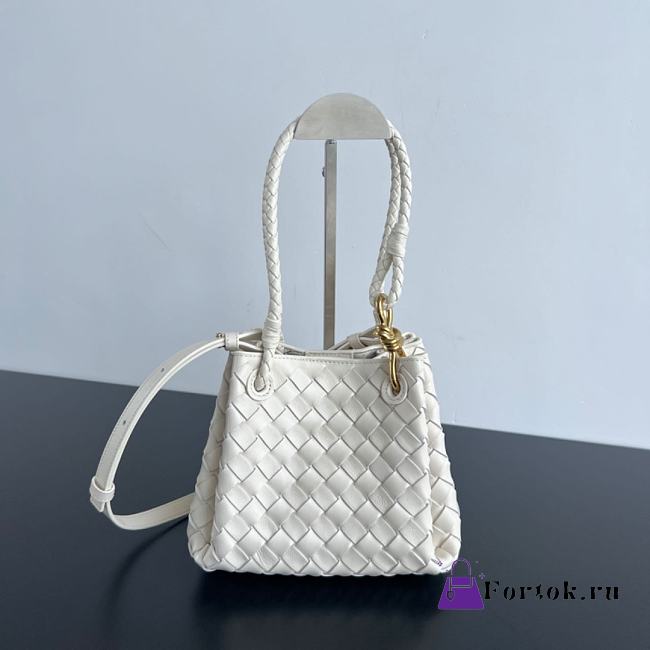 Fortok Bottega Veneta Andiamo Parachute Tote Bag Cream 796569 21x17x16.5cm - 1