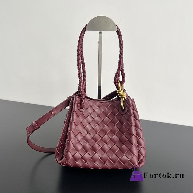 Fortok Bottega Veneta Andiamo Parachute Tote Bag Burgundy 796569 21x17x16.5cm - 1