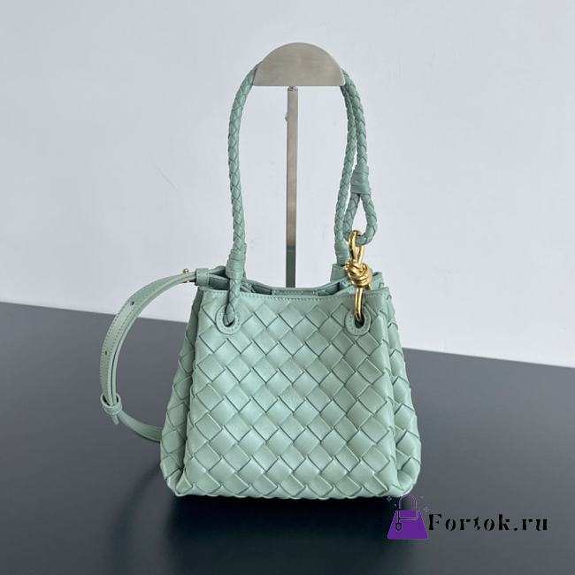 Fortok Bottega Veneta Andiamo Parachute Tote Bag Green Mint 796569 21x17x16.5cm - 1