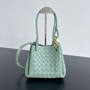 Fortok Bottega Veneta Andiamo Parachute Tote Bag Green Mint 796569 21x17x16.5cm