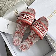Fortok Dior Classic Embroidered Slippers Red - 6