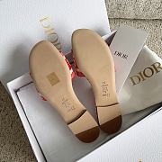 Fortok Dior Classic Embroidered Slippers Red - 3