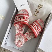 Fortok Dior Classic Embroidered Slippers Red - 2