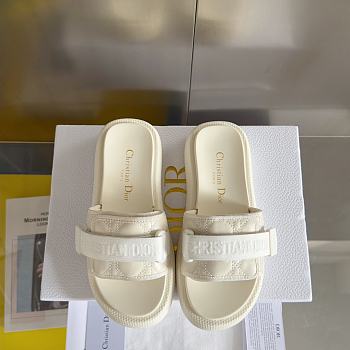 Fortok Dior Dioriviera Revolution Slides White Quilted Cannage Leather-Effect Fabric