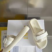 Fortok Dior Dioriviera Revolution Slides White Quilted Cannage Leather-Effect Fabric - 5