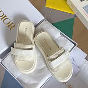 Fortok Dior Dioriviera Revolution Slides White Quilted Cannage Leather-Effect Fabric - 2