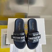 Fortok Dior Dioriviera Revolution Slides Deep Blue Quilted Cannage Leather-Effect Fabric - 6