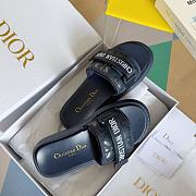 Fortok Dior Dioriviera Revolution Slides Deep Blue Quilted Cannage Leather-Effect Fabric - 3