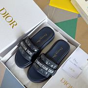 Fortok Dior Dioriviera Revolution Slides Deep Blue Quilted Cannage Leather-Effect Fabric - 2