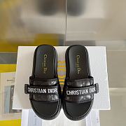 Fortok Dior Dioriviera Revolution Slides Black Quilted Cannage Leather-Effect Fabric - 1