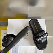 Fortok Dior Dioriviera Revolution Slides Black Quilted Cannage Leather-Effect Fabric - 4