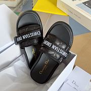 Fortok Dior Dioriviera Revolution Slides Black Quilted Cannage Leather-Effect Fabric - 3