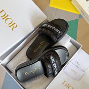 Fortok Dior Dioriviera Revolution Slides Black Quilted Cannage Leather-Effect Fabric - 2