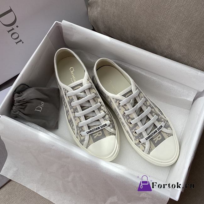 Fortok Dior Walk'n'Dior Sneaker Grey Dior Oblique Embroidered Cotton - 1