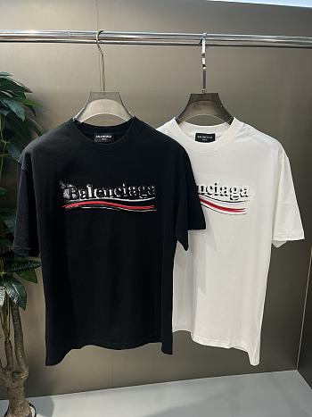 Fortok Balenciaga Men T-shirt With Letter Embroidery White / Black