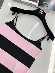 Fortok Chanel Pink & Black Striped Swimsuit - 5