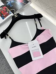 Fortok Chanel Pink & Black Striped Swimsuit - 6