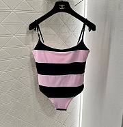 Fortok Chanel Pink & Black Striped Swimsuit - 1