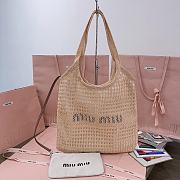 Fortok MiuMiu Net Woven Beach Tote Bag Beige 5BG231 35x40cm - 1