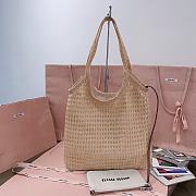 Fortok MiuMiu Net Woven Beach Tote Bag Beige 5BG231 35x40cm - 2