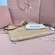 Fortok MiuMiu Net Woven Beach Tote Bag Beige 5BG231 35x40cm - 3