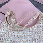 Fortok MiuMiu Net Woven Beach Tote Bag Beige 5BG231 35x40cm - 6
