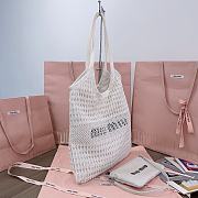 Fortok MiuMiu Net Woven Beach Tote Bag White 5BG231 35x40cm - 6