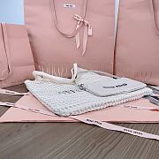 Fortok MiuMiu Net Woven Beach Tote Bag White 5BG231 35x40cm - 5