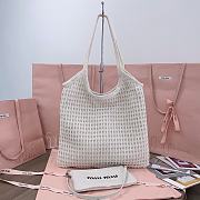 Fortok MiuMiu Net Woven Beach Tote Bag White 5BG231 35x40cm - 3