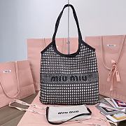 Fortok MiuMiu Net Woven Beach Tote Bag Black 5BG231 35x40cm - 1