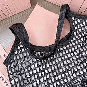 Fortok MiuMiu Net Woven Beach Tote Bag Black 5BG231 35x40cm - 6