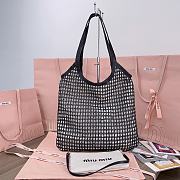 Fortok MiuMiu Net Woven Beach Tote Bag Black 5BG231 35x40cm - 5