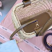 Fortok MiuMiu Woven Fabric Handbag With Leather Trim 24x18x9cm - 6