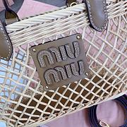 Fortok MiuMiu Woven Fabric Handbag With Leather Trim 24x18x9cm - 2