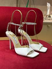Fortok Jimmy Choo Saeda  Crystal Strap Pumps White 100mm - 1