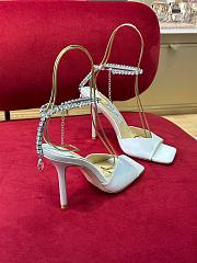 Fortok Jimmy Choo Saeda  Crystal Strap Pumps White 100mm - 5