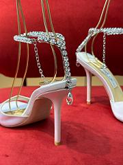 Fortok Jimmy Choo Saeda  Crystal Strap Pumps White 100mm - 4