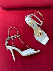 Fortok Jimmy Choo Saeda  Crystal Strap Pumps White 100mm - 3