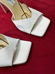 Fortok Jimmy Choo Saeda  Crystal Strap Pumps White 100mm - 2